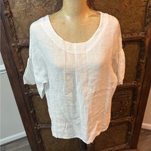 Viola Borghi White Linen Women's Top‎ M
